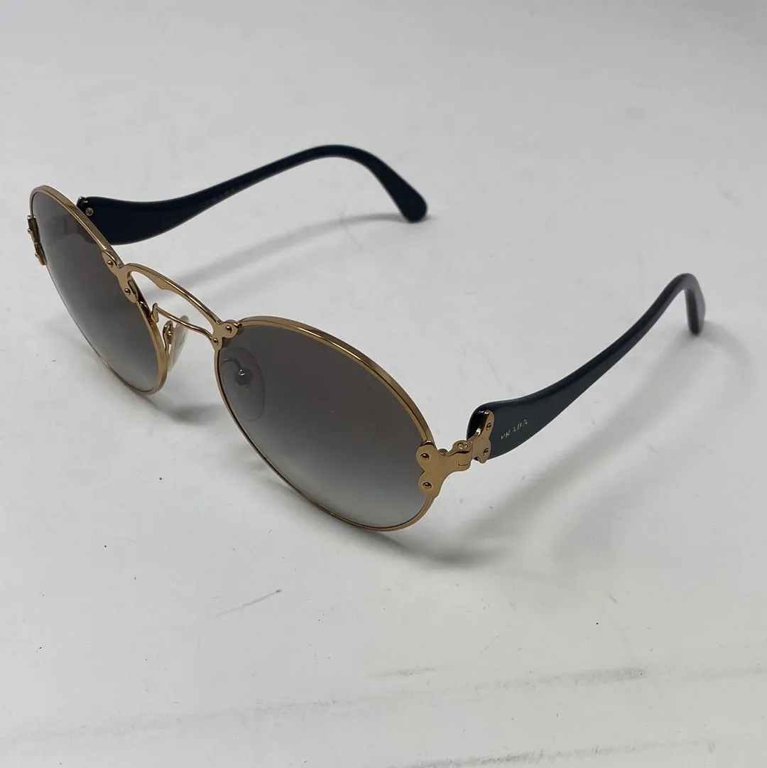 Prada PR55TS Sunglasses Pale Gold Silver w/Green Grey Lens ZVN4J1 SPR55T PR 55TS SPR 55T