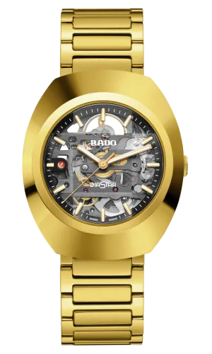 Rado DiaStar Original Skeleton Black, Yellow Dial Unisex 38mm
