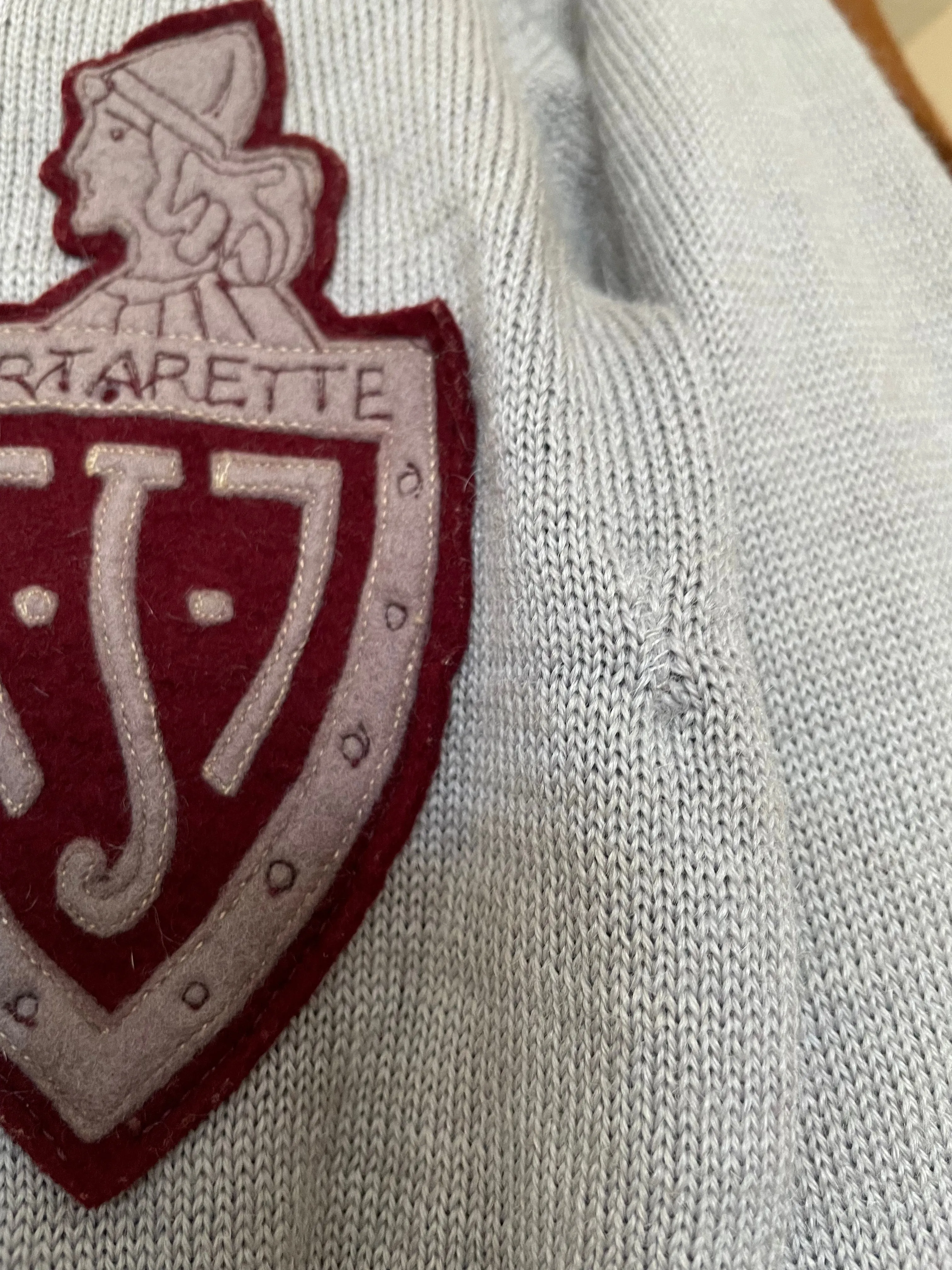 Rare 1930s Womens Periwinkle Wool Knit Collegiate Cardigan