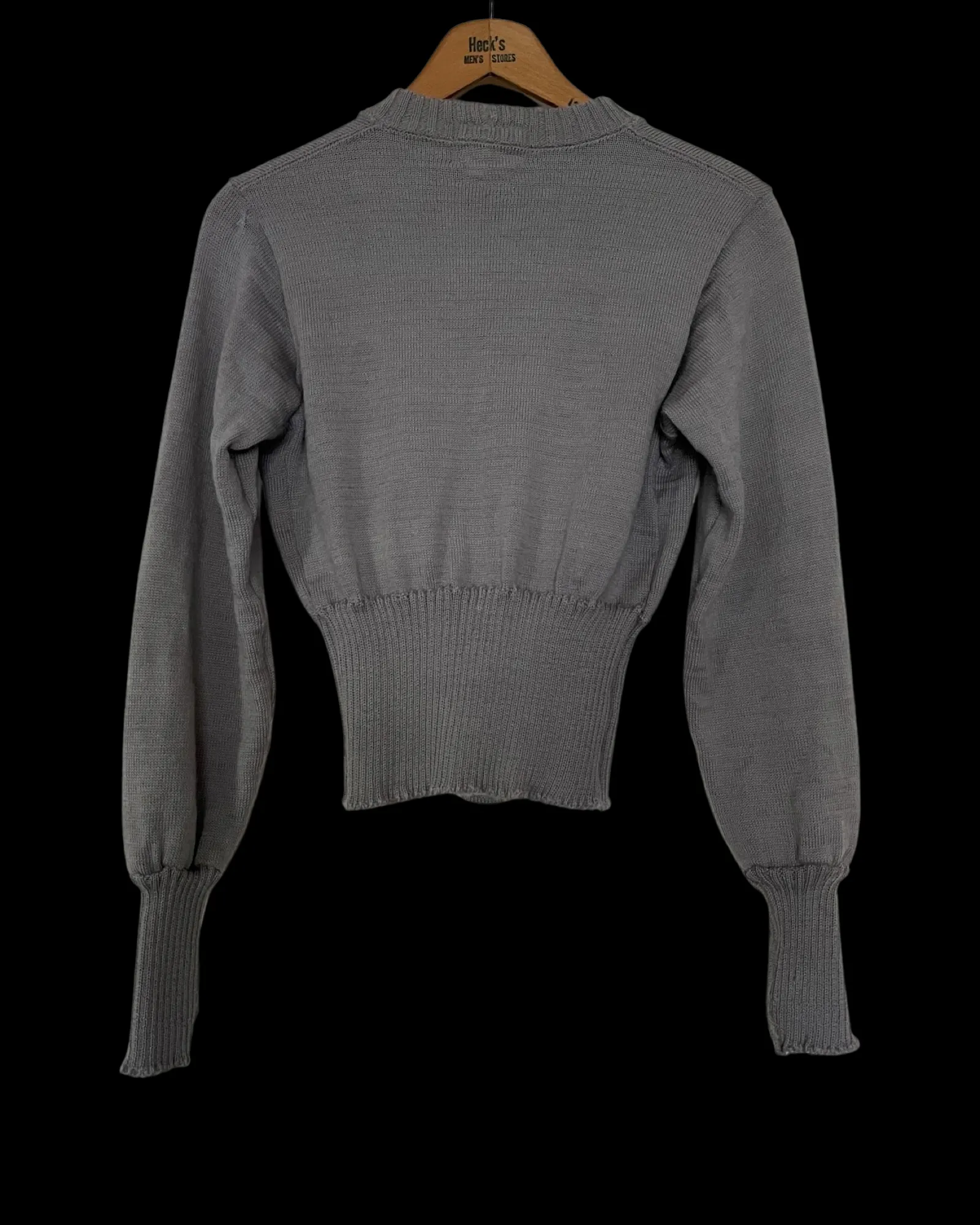 Rare 1930s Womens Periwinkle Wool Knit Collegiate Cardigan