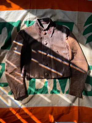 Rare 1940s Spanish Leather Side-Cinch Motorcyclist Jacket
