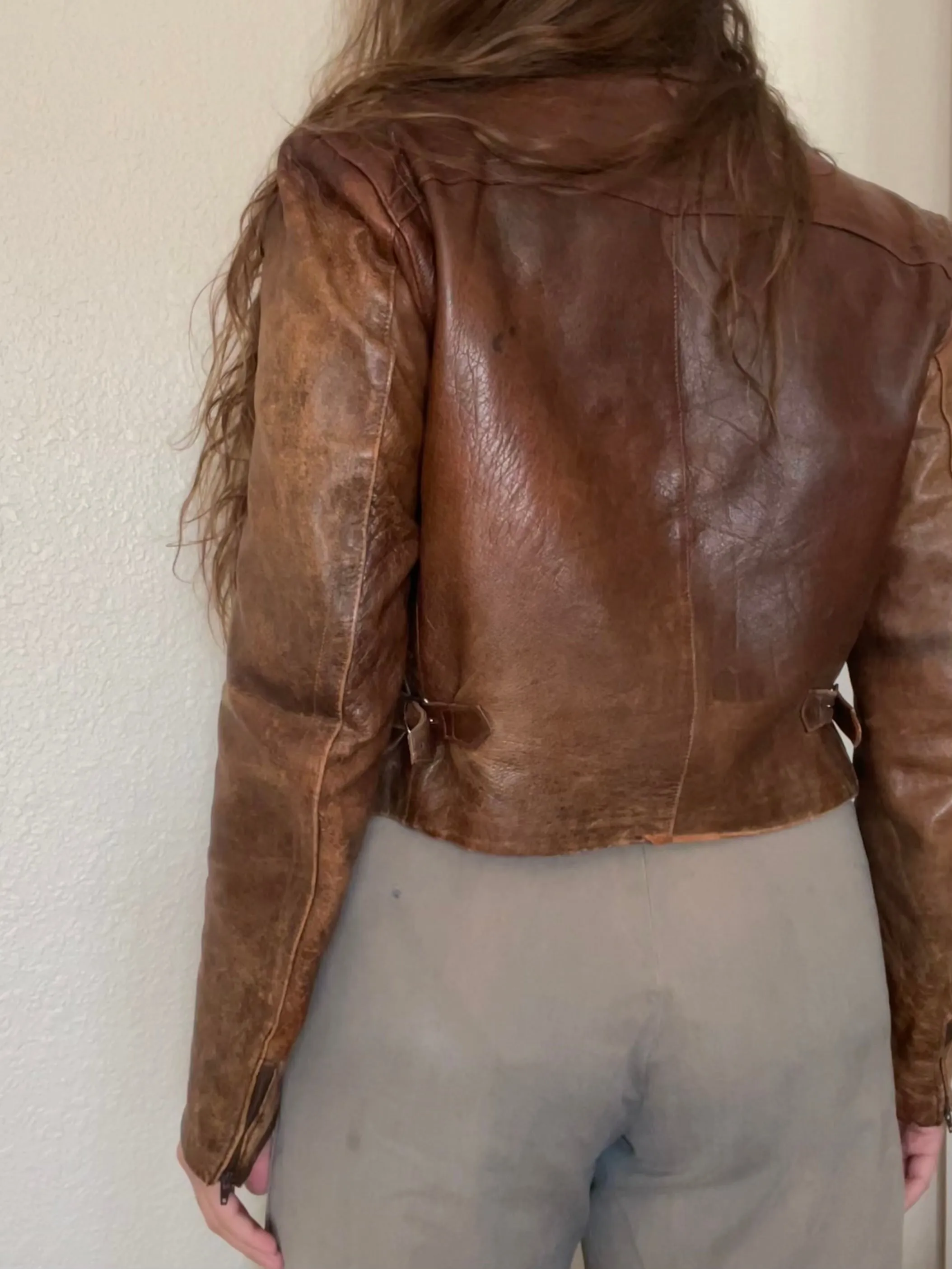 Rare 1940s Spanish Leather Side-Cinch Motorcyclist Jacket
