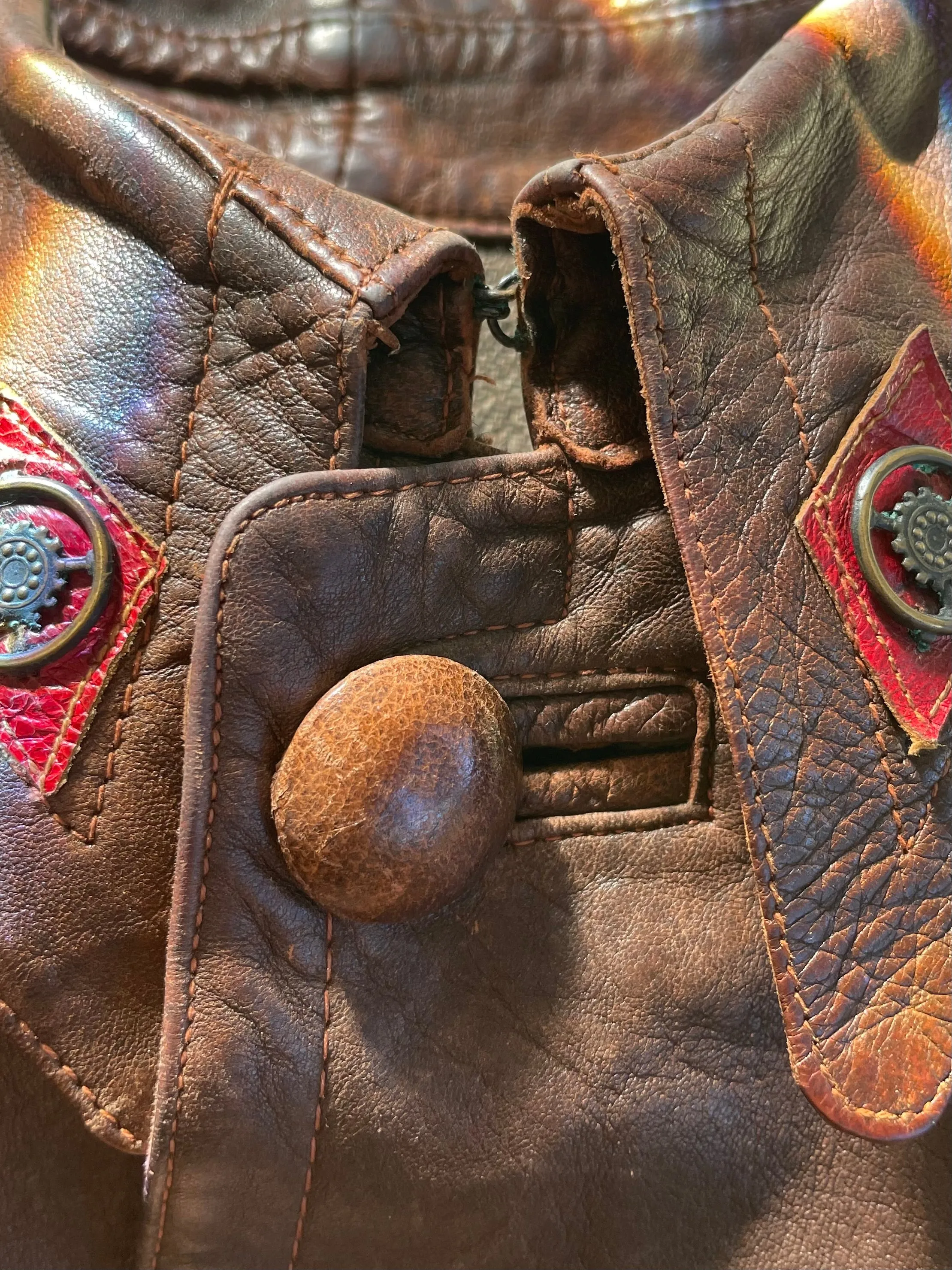 Rare 1940s Spanish Leather Side-Cinch Motorcyclist Jacket
