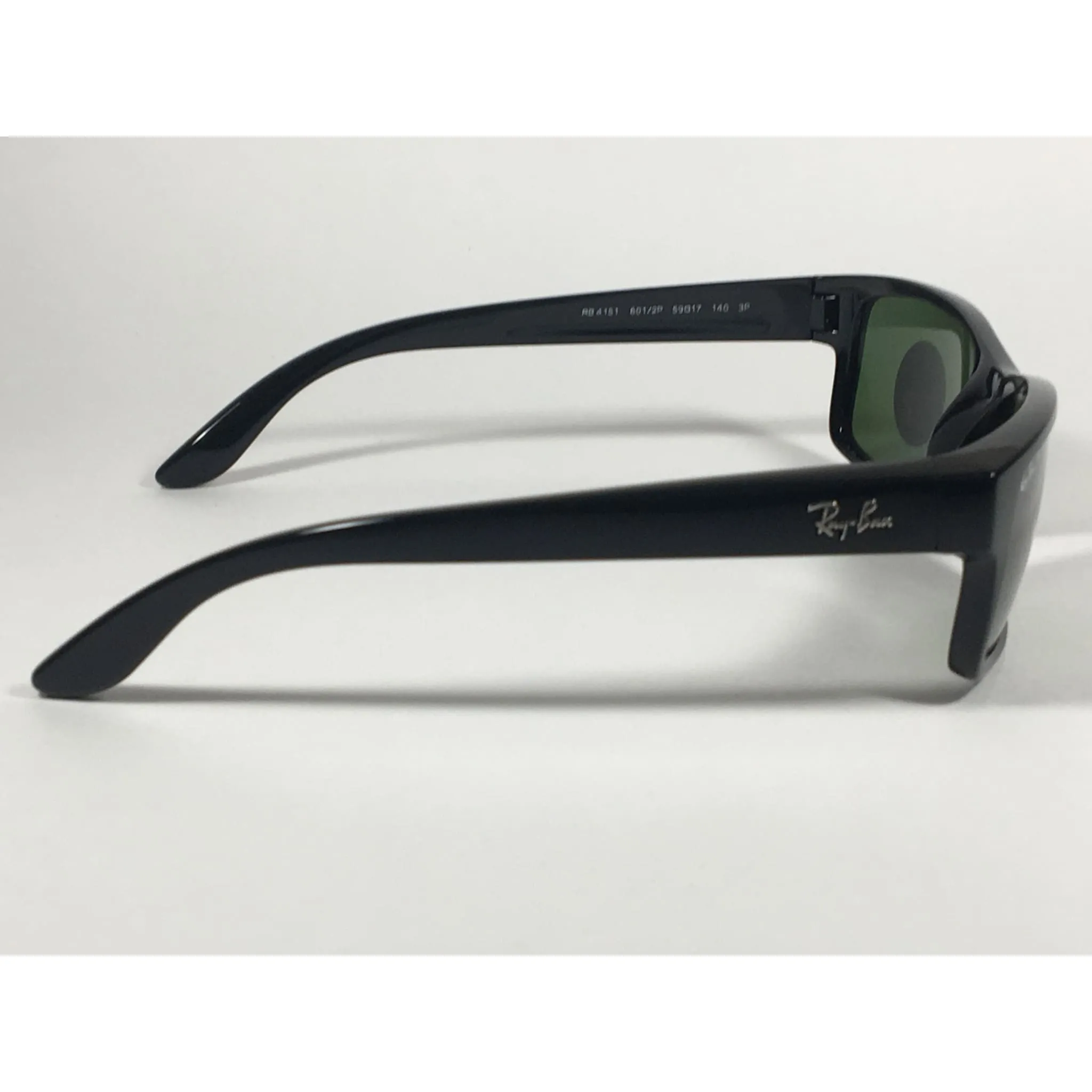 Ray-Ban Polarized Active Rectangle Sunglasses Black Gloss Nylon Frame Green Lens RB4151 601/2P
