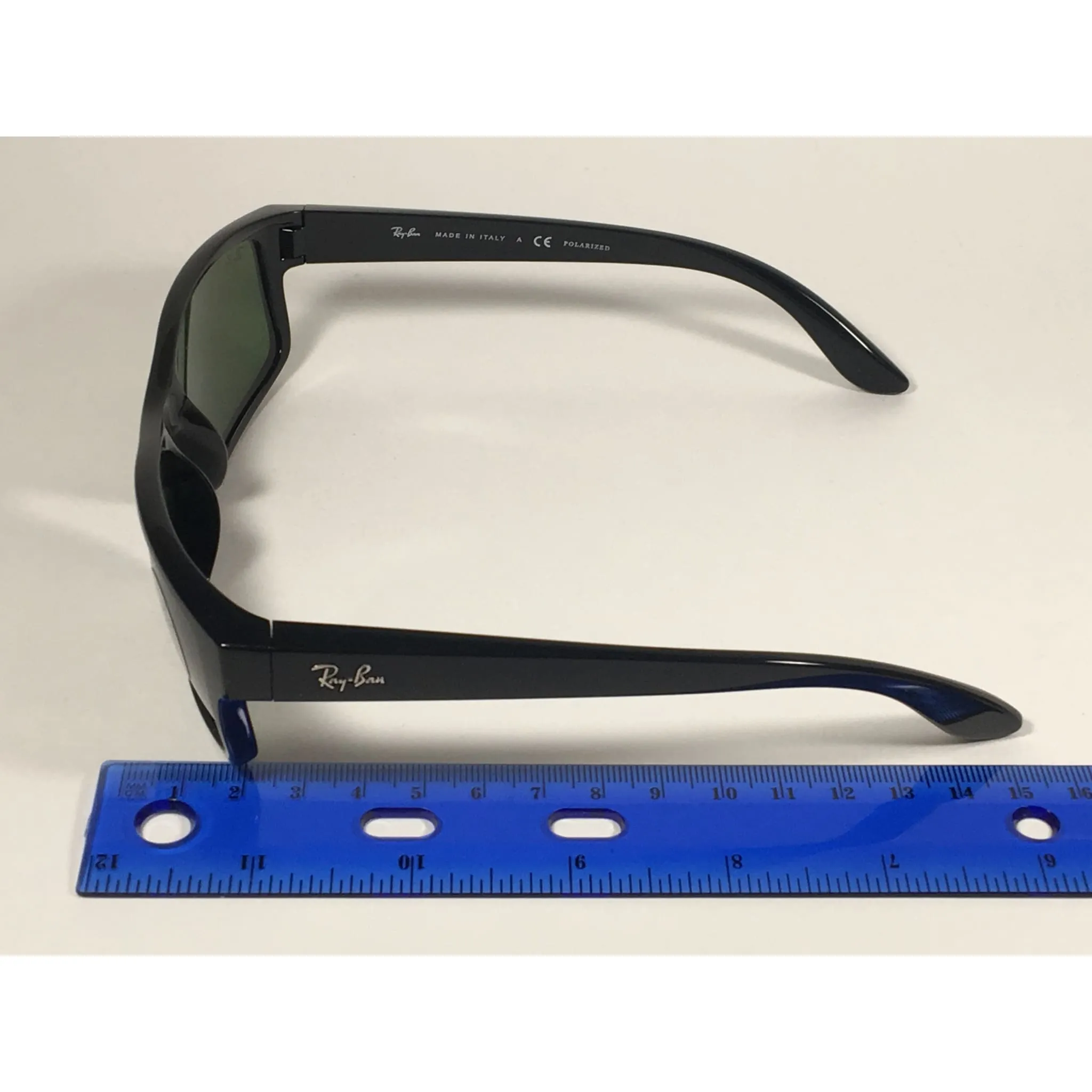 Ray-Ban Polarized Active Rectangle Sunglasses Black Gloss Nylon Frame Green Lens RB4151 601/2P