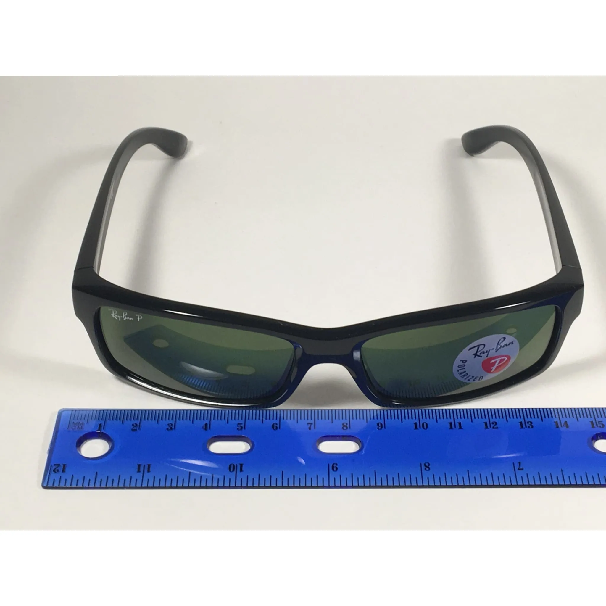 Ray-Ban Polarized Active Rectangle Sunglasses Black Gloss Nylon Frame Green Lens RB4151 601/2P