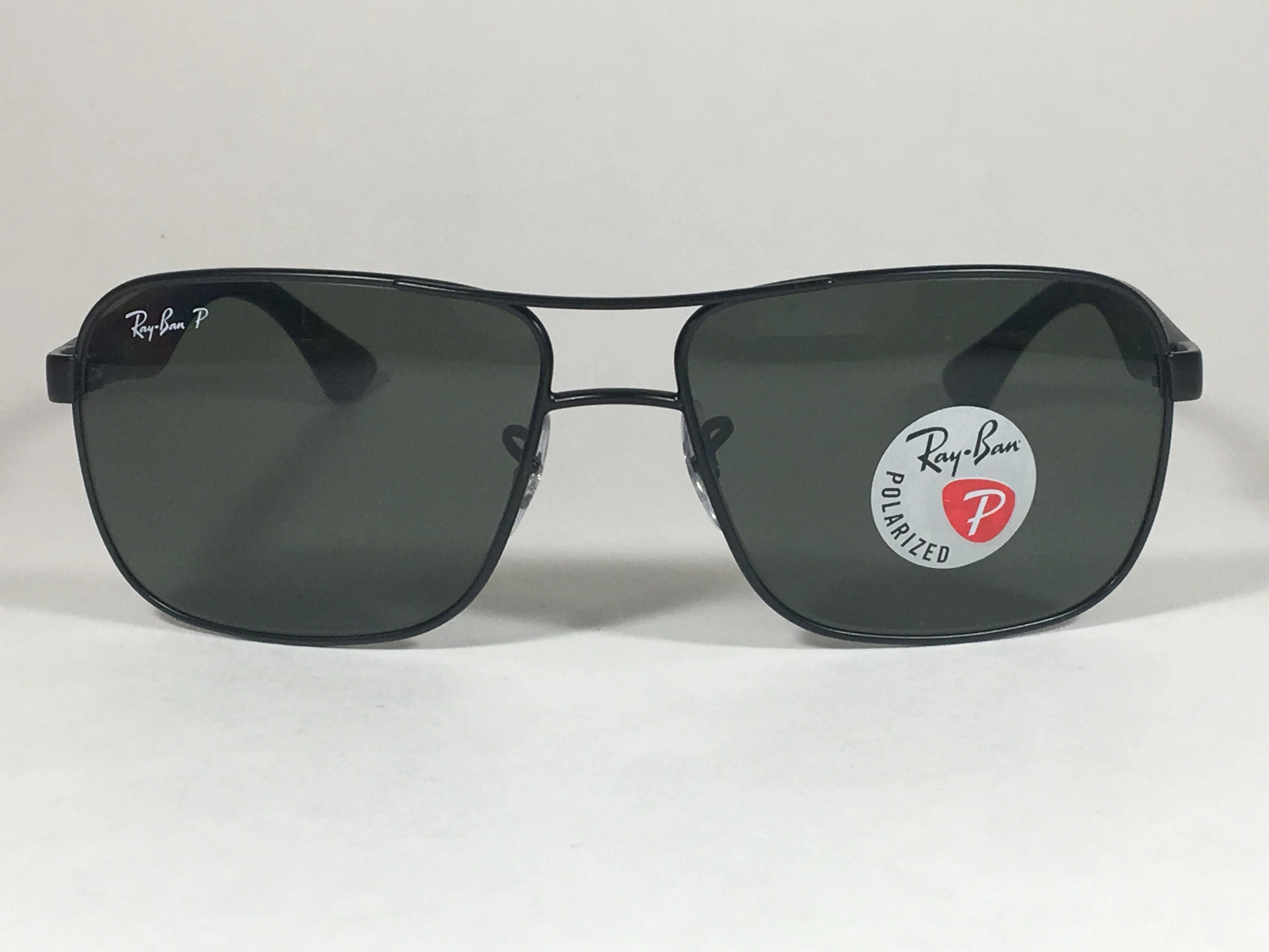 Ray-Ban Polarized Navigator Sunglasses RB3516 006/9A Matte Black Frame Green Classic Lens  Rectangle Shape