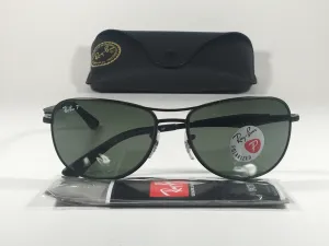 Ray-Ban Polarized Pilot Sunglasses RB3519 006/9A Aviator Matte Black Frame Green Lens