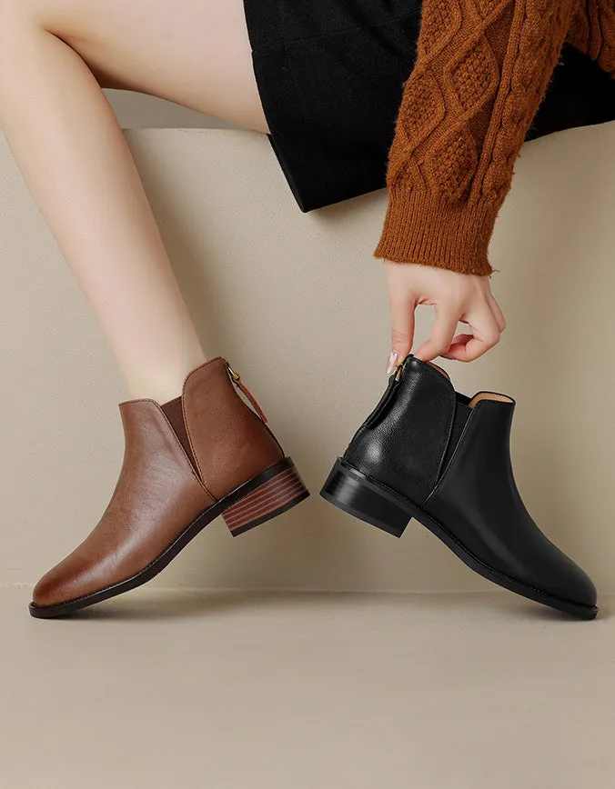 Real Leather Pointed Toe Comfort Chelsea Boots 34-43