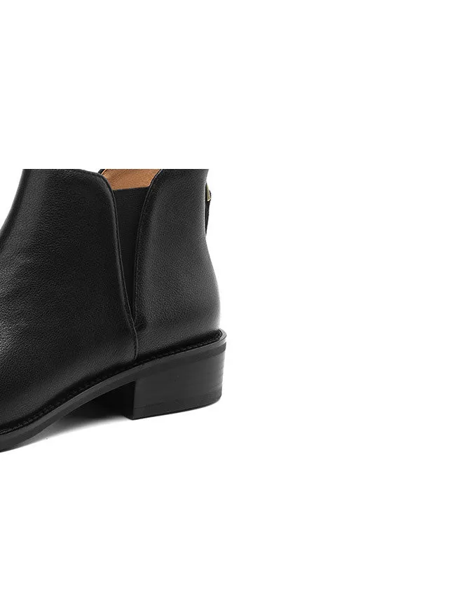 Real Leather Pointed Toe Comfort Chelsea Boots 34-43