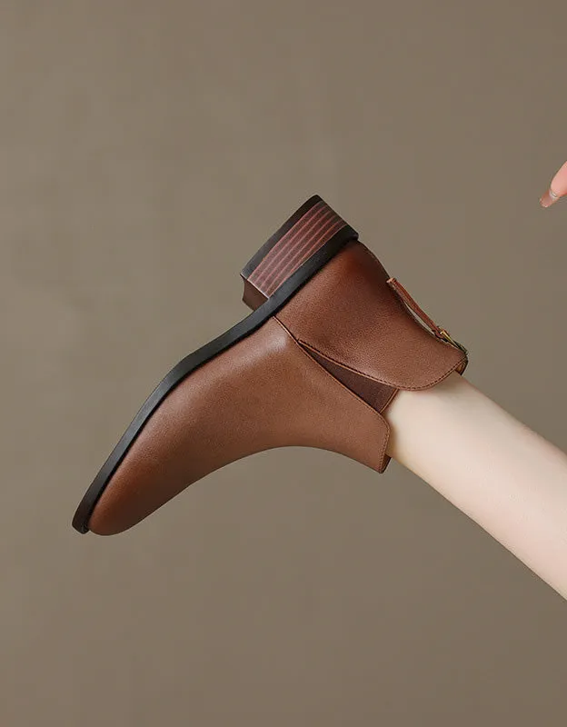 Real Leather Pointed Toe Comfort Chelsea Boots 34-43
