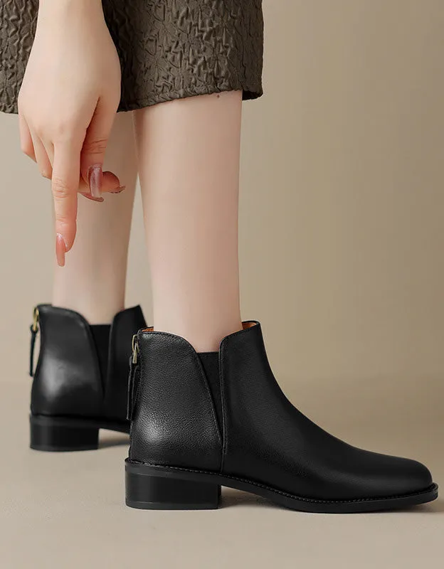 Real Leather Pointed Toe Comfort Chelsea Boots 34-43
