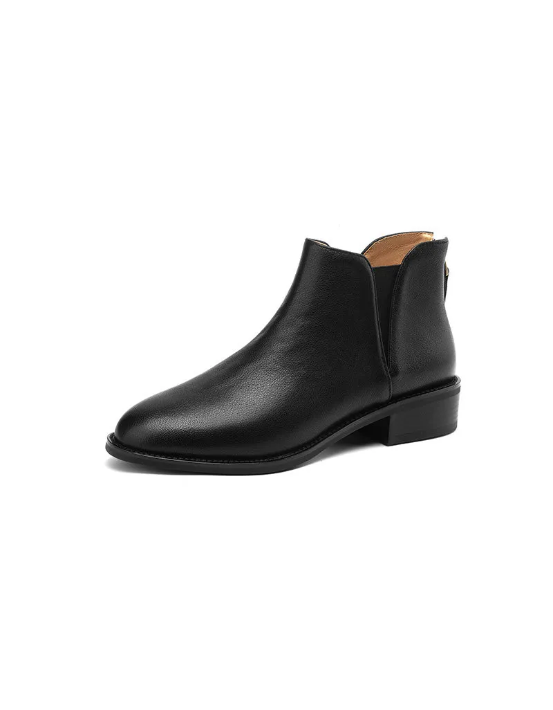 Real Leather Pointed Toe Comfort Chelsea Boots 34-43