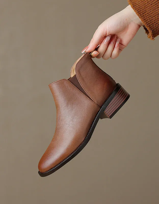 Real Leather Pointed Toe Comfort Chelsea Boots 34-43