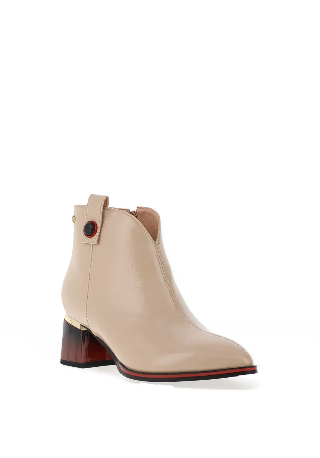 Redz Pointed Toe Ankle Boots, Beige