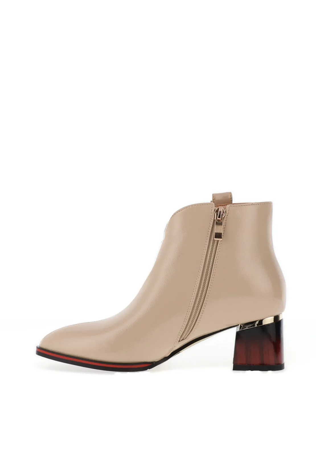 Redz Pointed Toe Ankle Boots, Beige