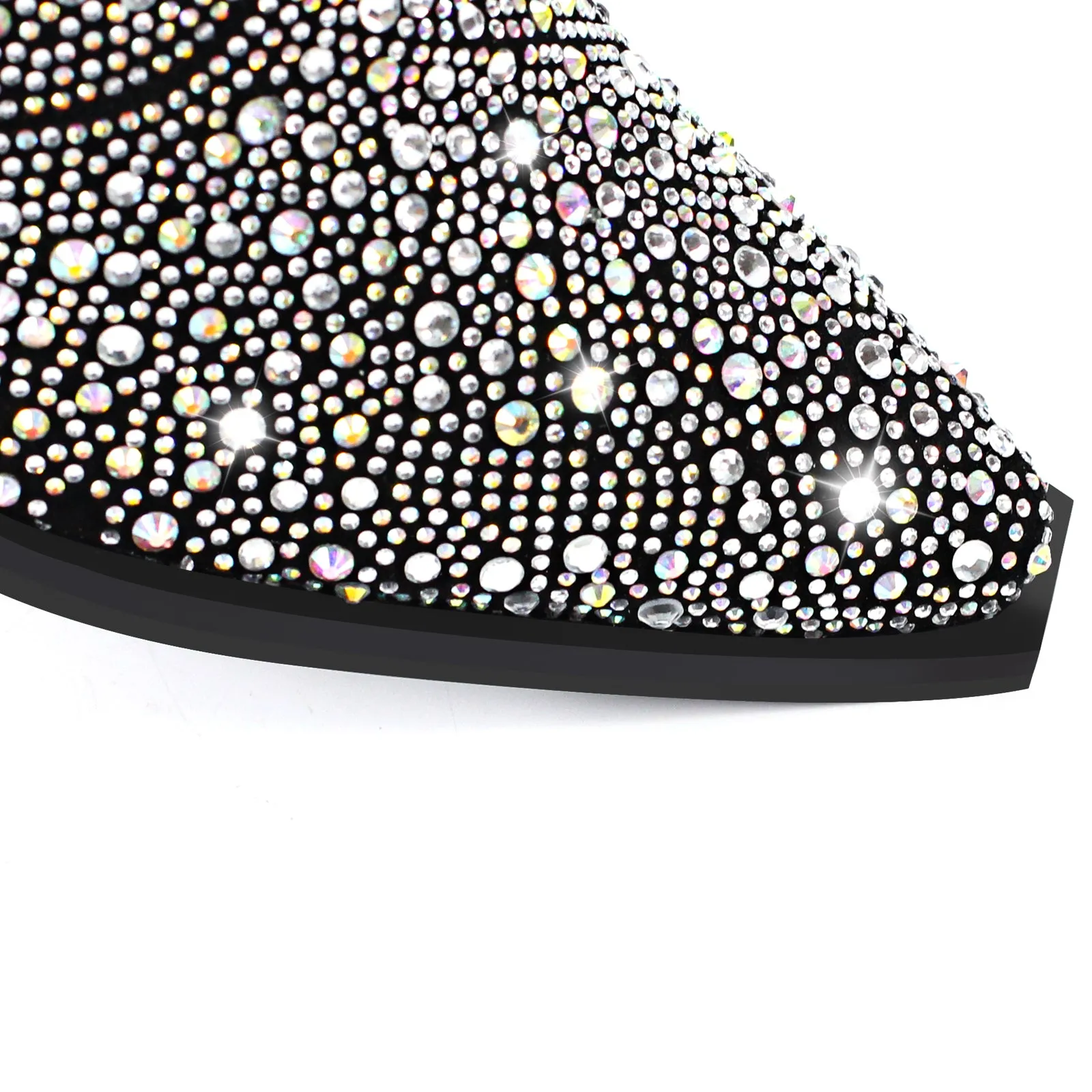 Rhinestone Pointed Toe Ankle Boots