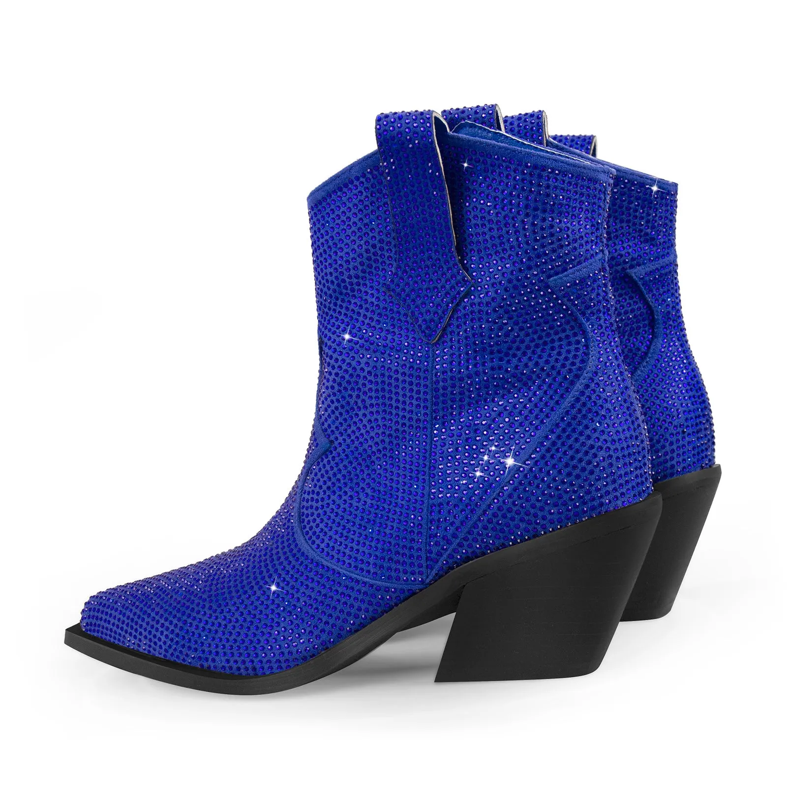 Rhinestone Pointed Toe Ankle Boots