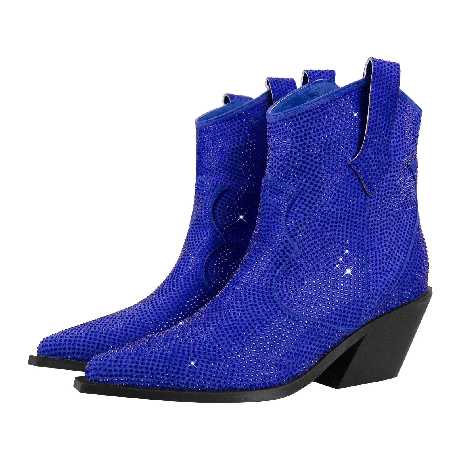 Rhinestone Pointed Toe Ankle Boots