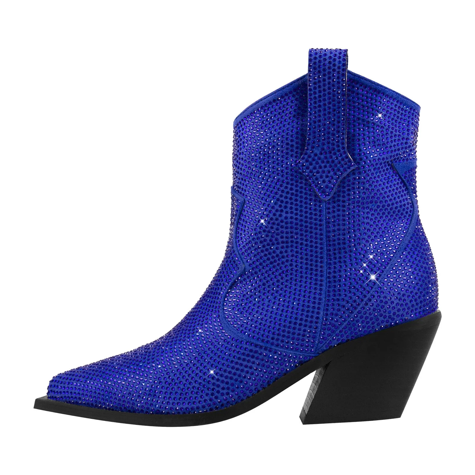 Rhinestone Pointed Toe Ankle Boots
