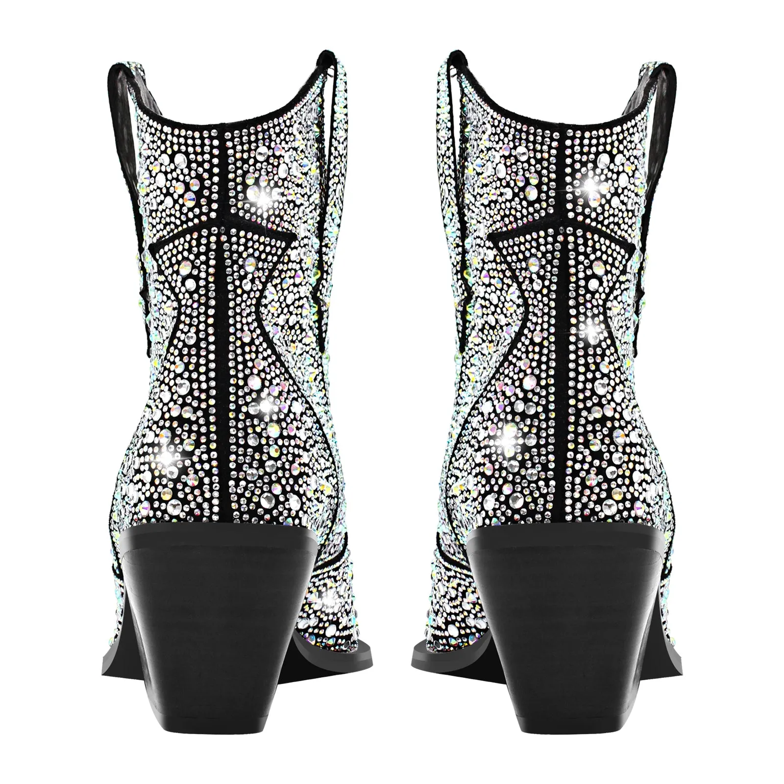 Rhinestone Pointed Toe Ankle Boots