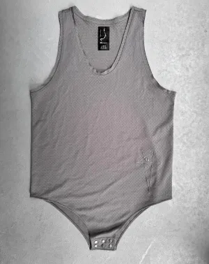 Rick Owens x CHAMPION SS21 “PHLEGETHON” Grey Bodysuit Snap Mesh Tank-top