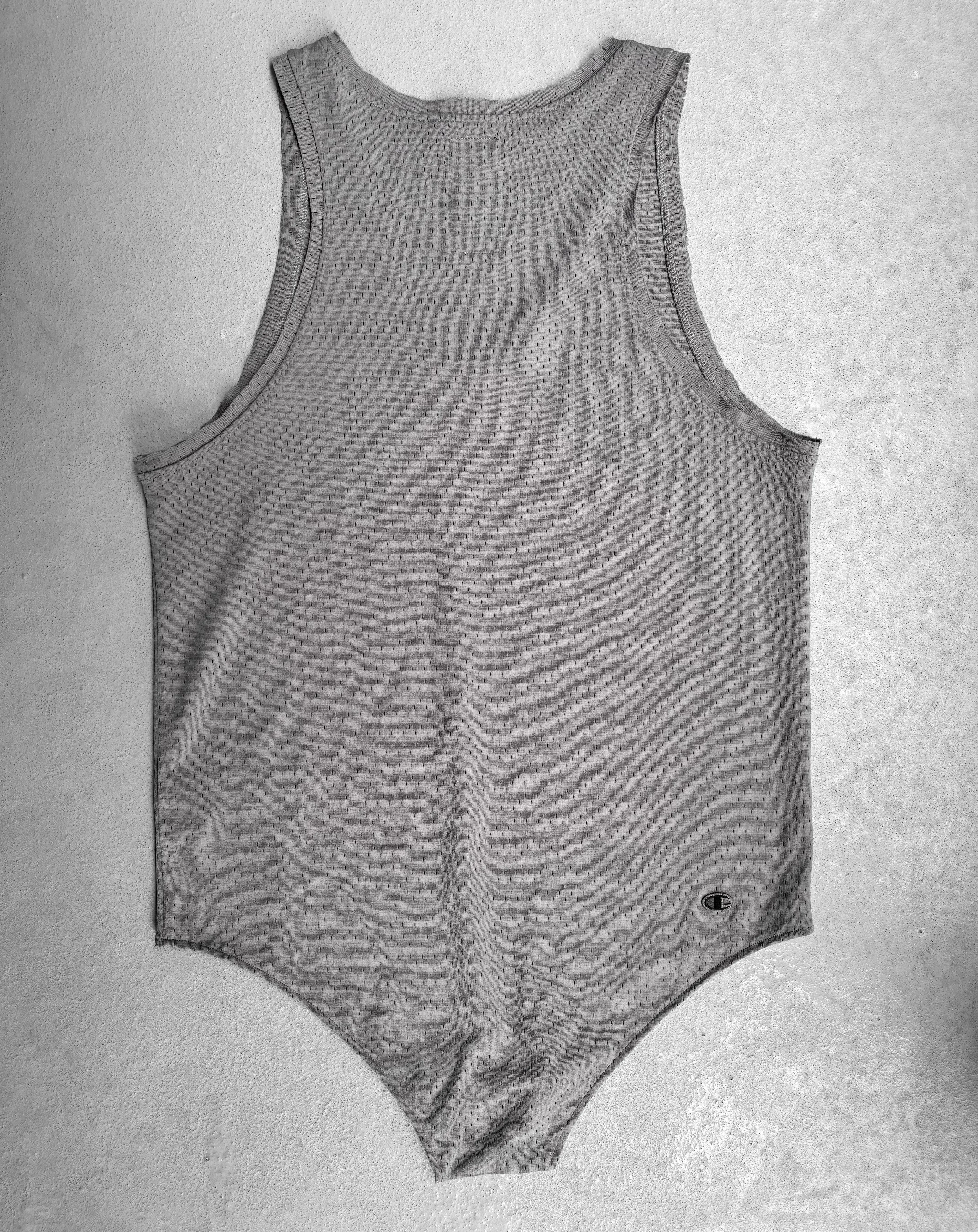 Rick Owens x CHAMPION SS21 “PHLEGETHON” Grey Bodysuit Snap Mesh Tank-top