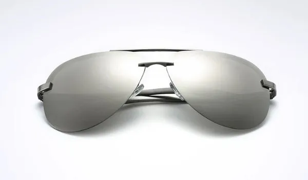 Rimless Silver Aviator Sunglasses for Men - Classy  Stylish Eyewear