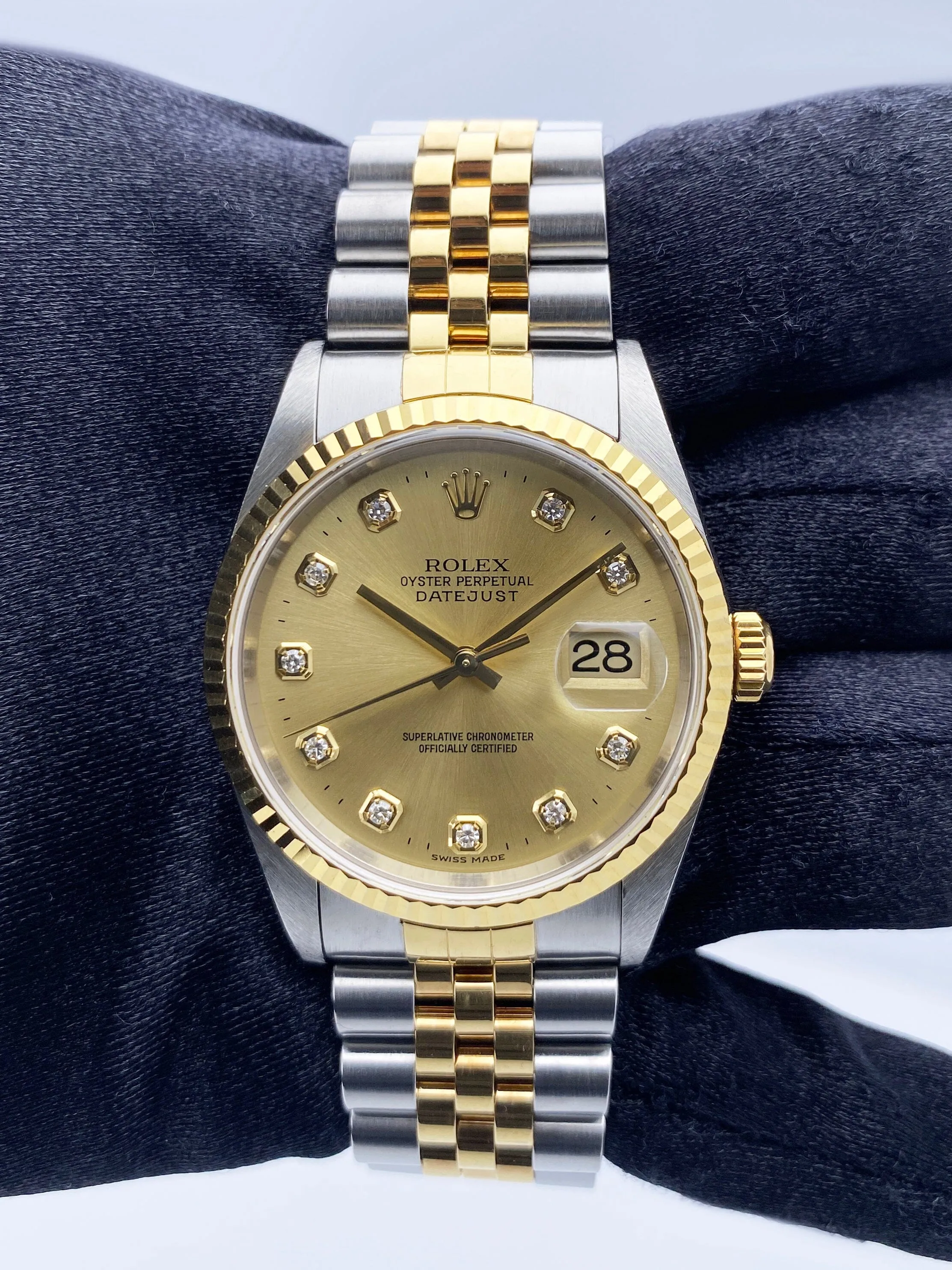 Rolex Datejust 16233 Diamond Dial Mens Watch