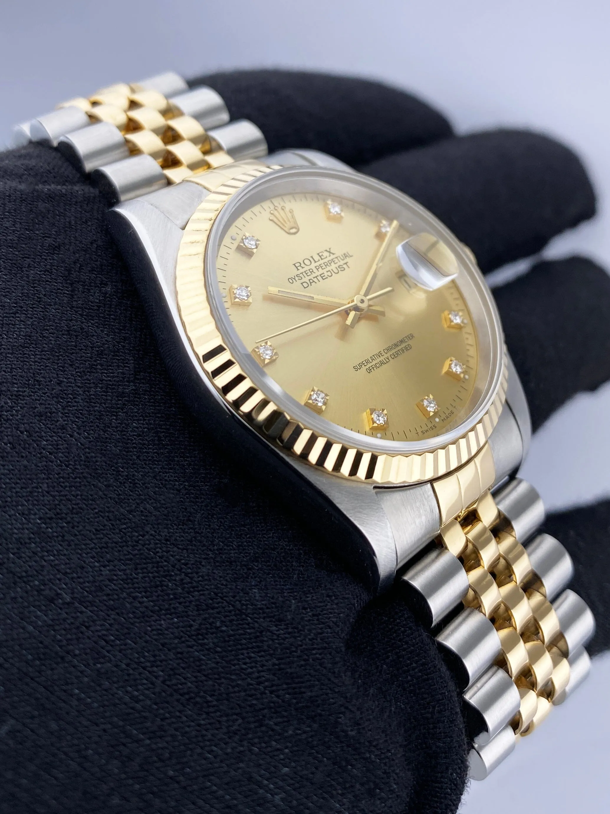 Rolex Datejust 16233 Diamond Dial Mens Watch