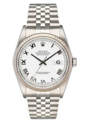 Rolex Datejust 16234 White Dial Mens Watch Box Papers