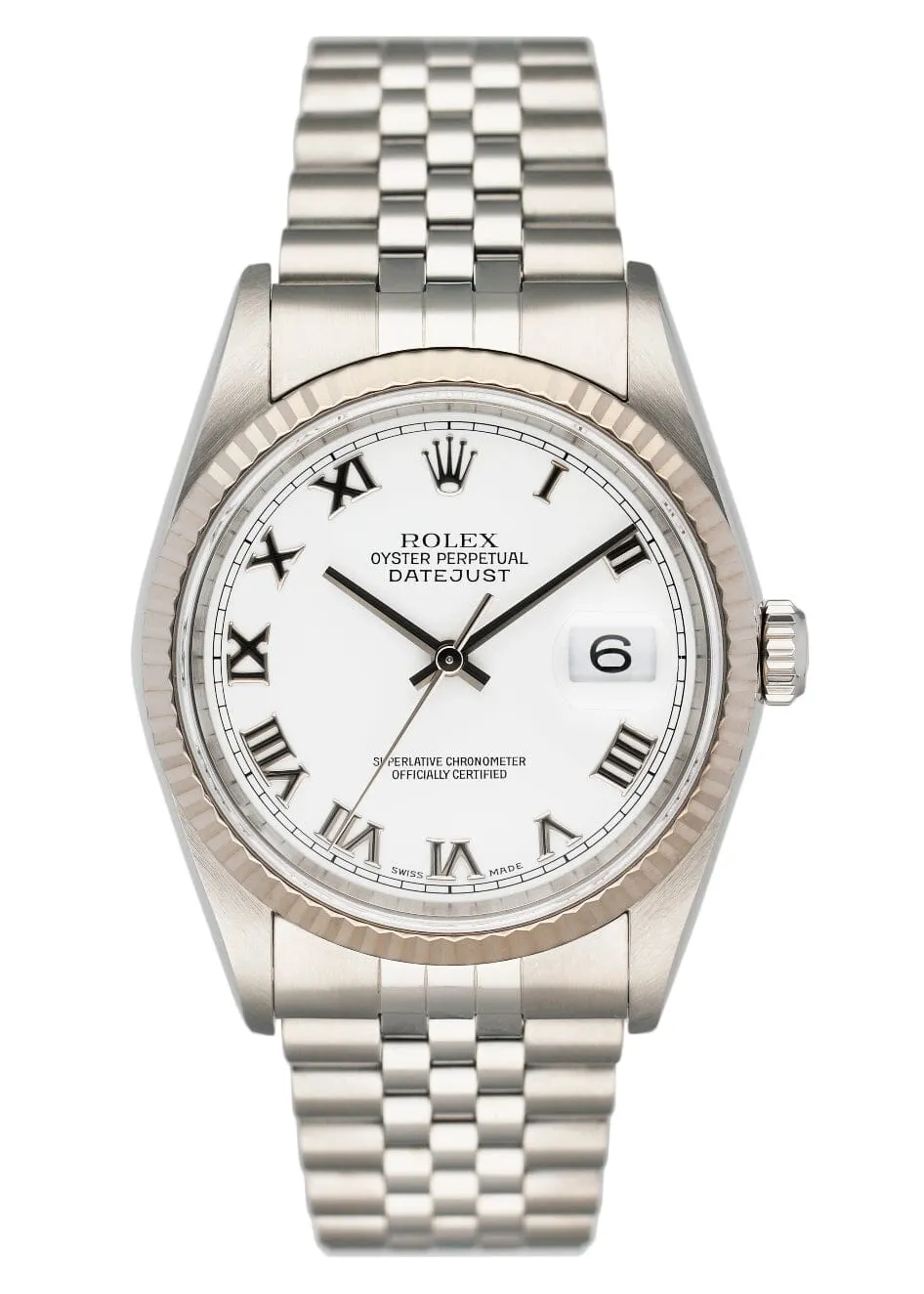Rolex Datejust 16234 White Dial Mens Watch Box Papers