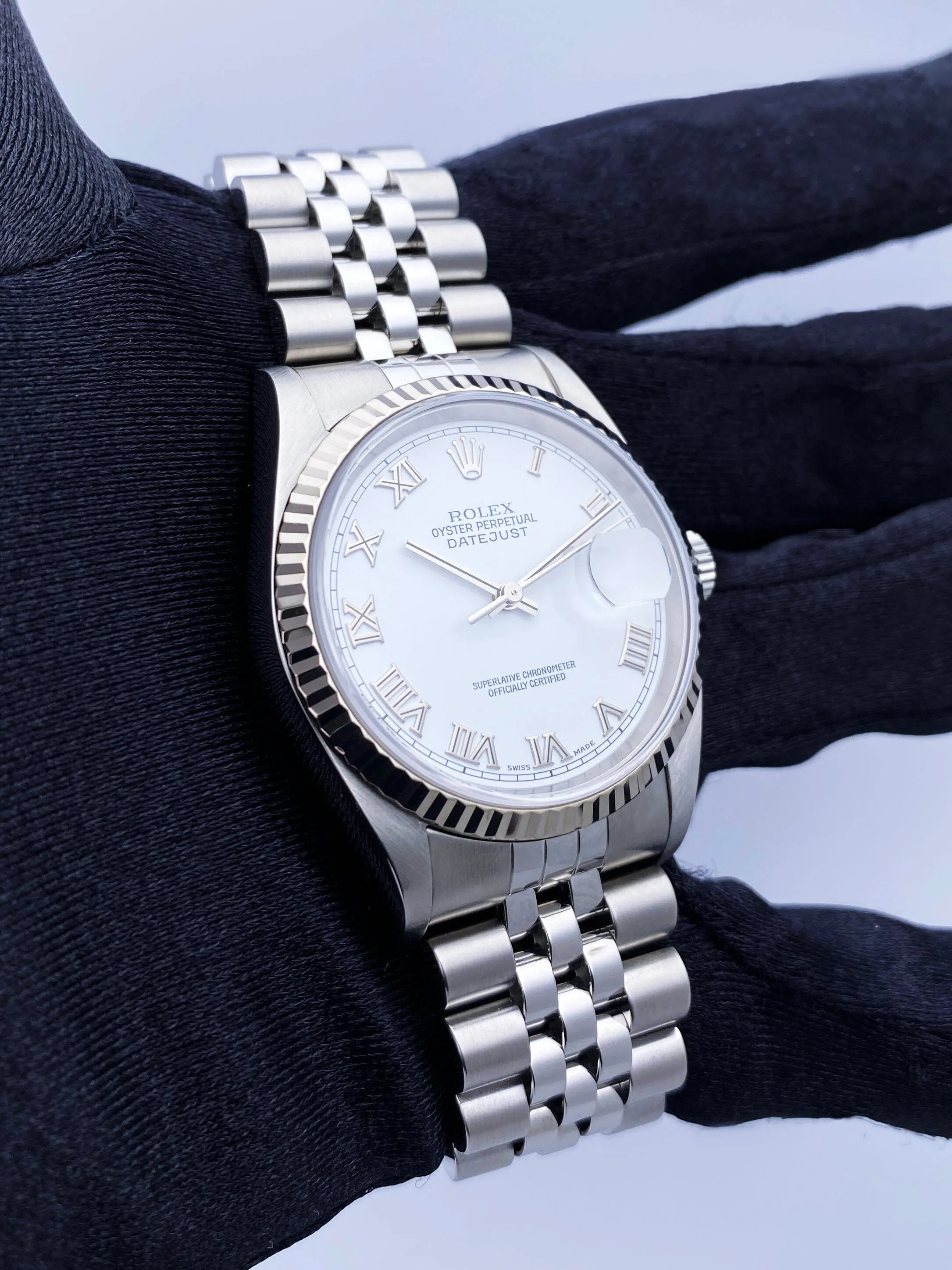Rolex Datejust 16234 White Dial Mens Watch Box Papers