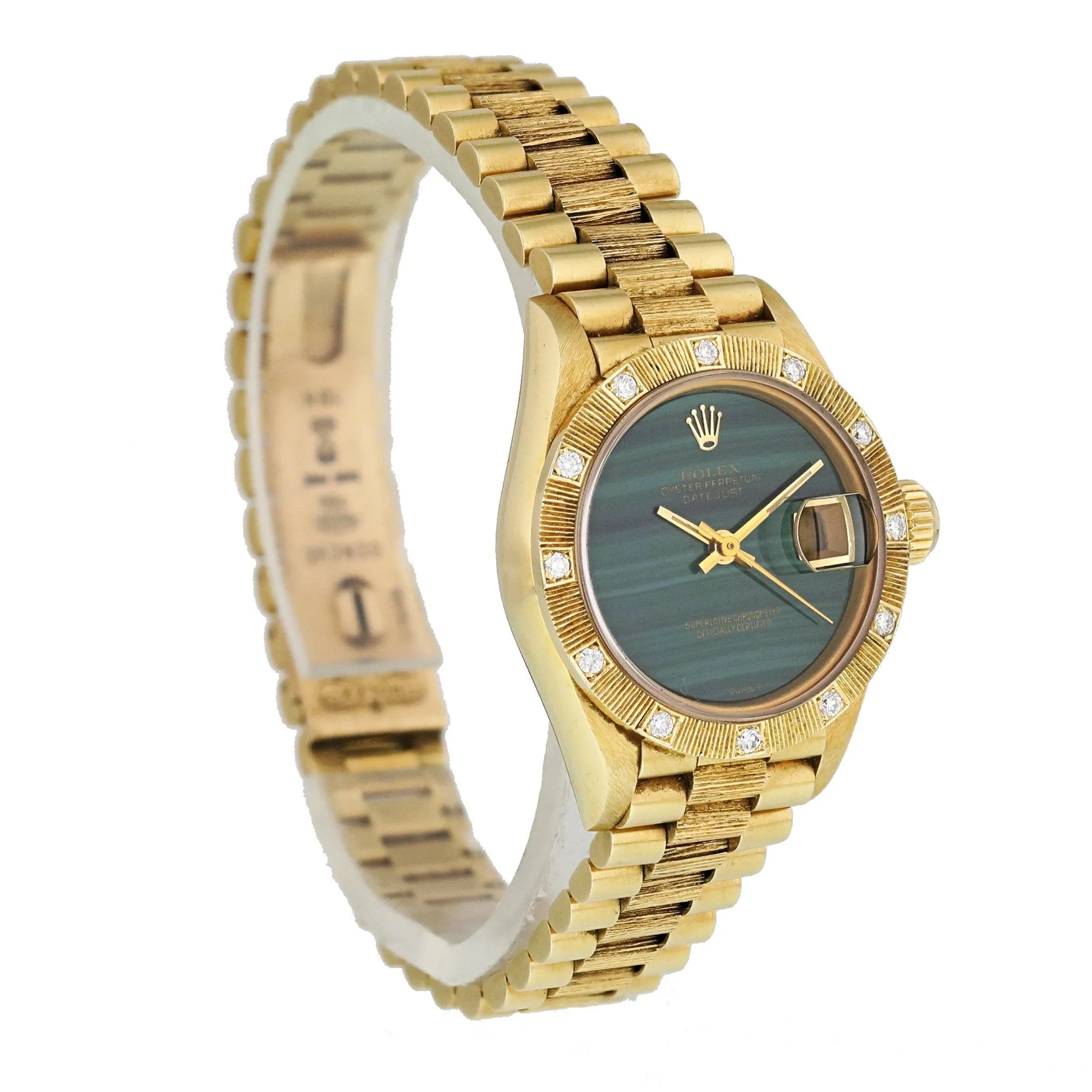 Rolex Datejust Green Malachite 69288  Diamond Bark bezel Ladies Watch