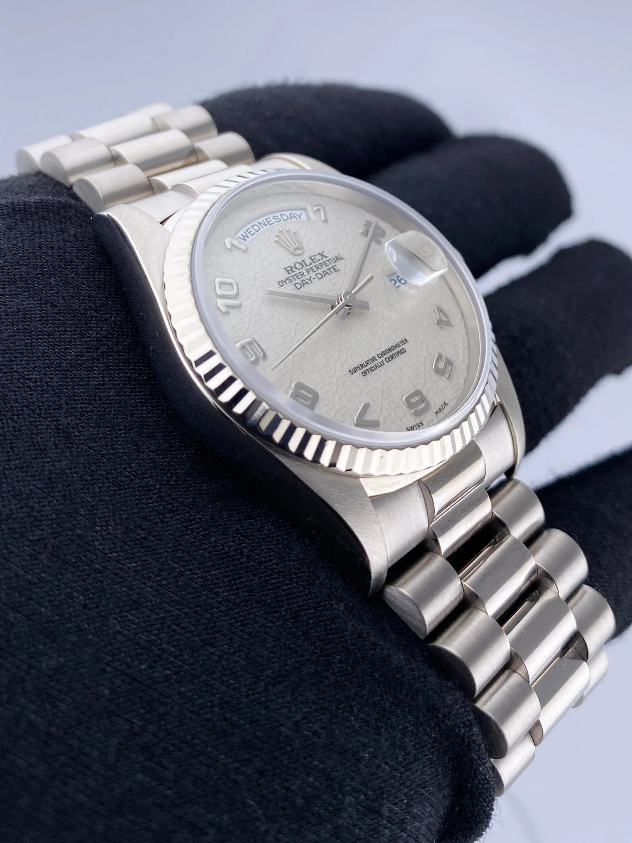 Rolex Day-Date 18239 Silver Anniversary Dial Mens Watch