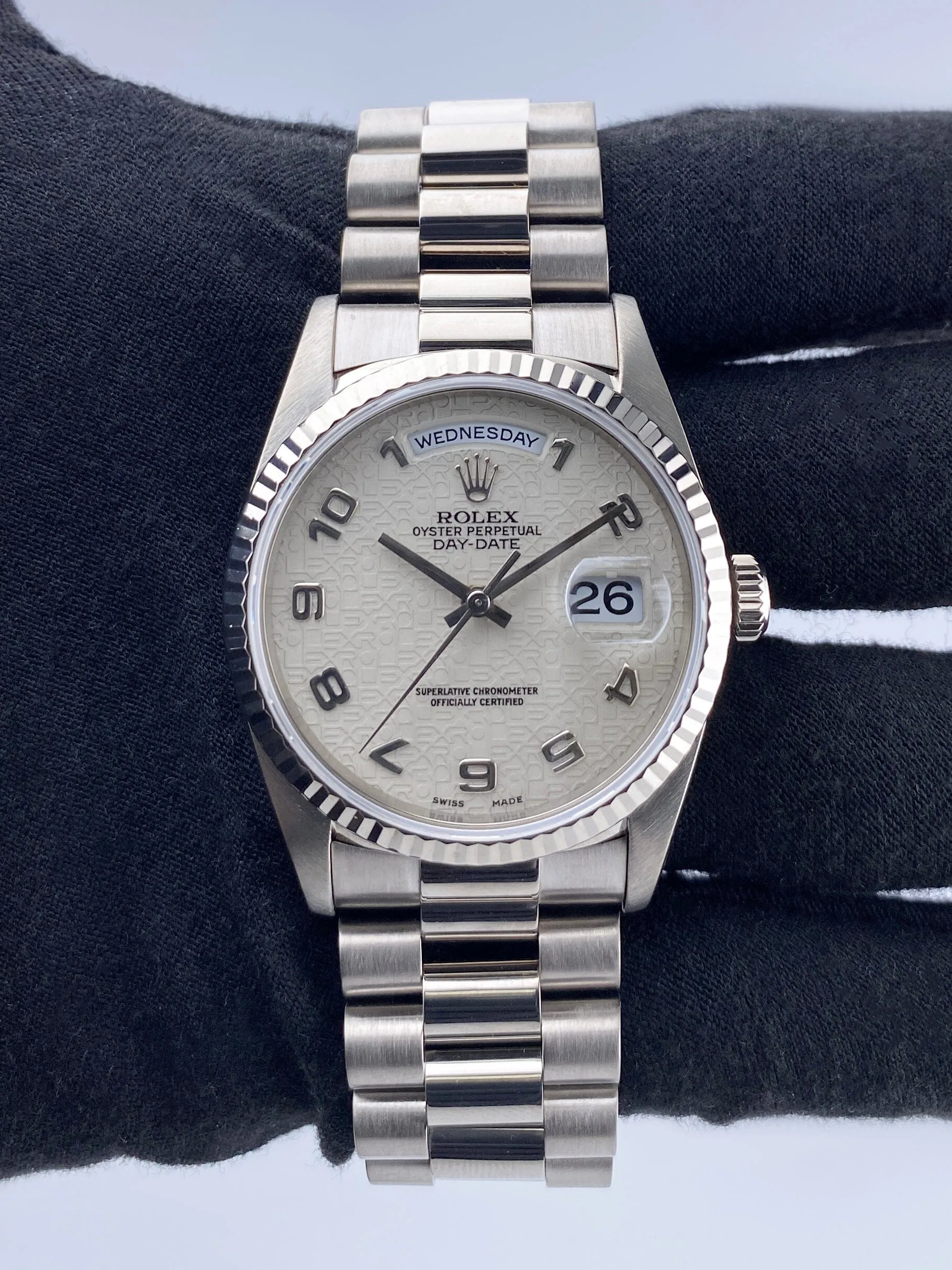 Rolex Day-Date 18239 Silver Anniversary Dial Mens Watch