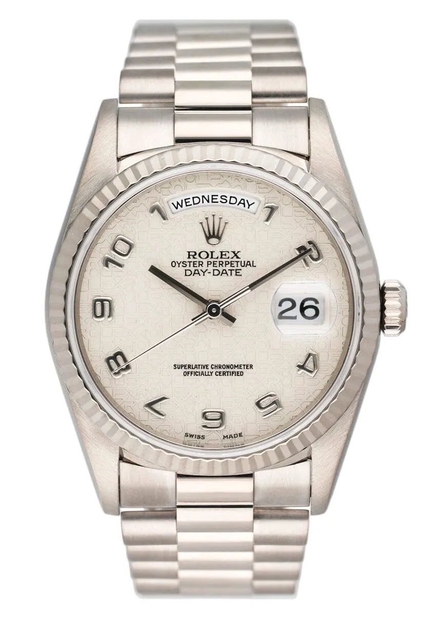 Rolex Day-Date 18239 Silver Anniversary Dial Mens Watch