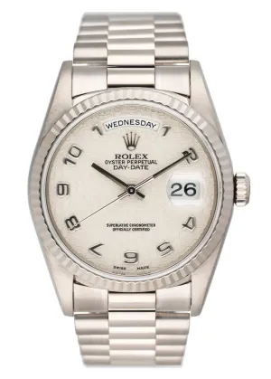 Rolex Day-Date 18239 Silver Anniversary Dial Mens Watch