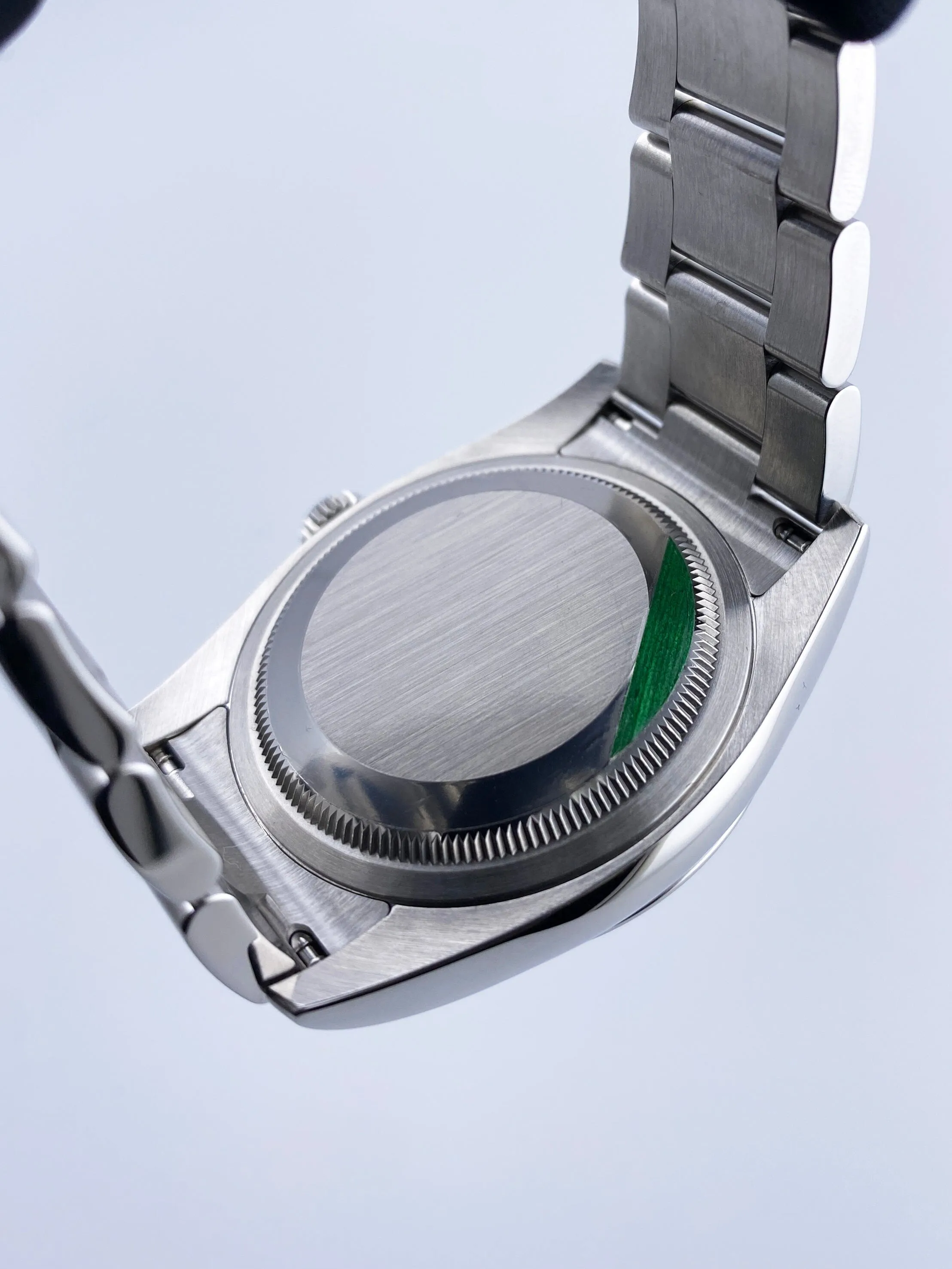 Rolex Oyster Perpetual 116000 Grape Dial Steel Mens Watch Box Papers