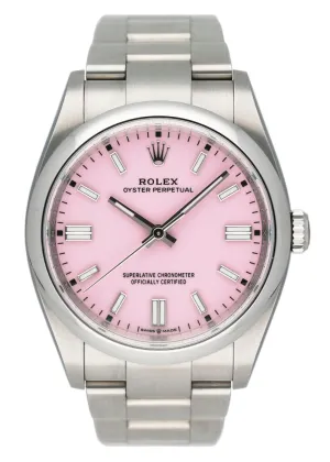Rolex Oyster Perpetual 126000 Pink Dial Ladies Watch Box Papers
