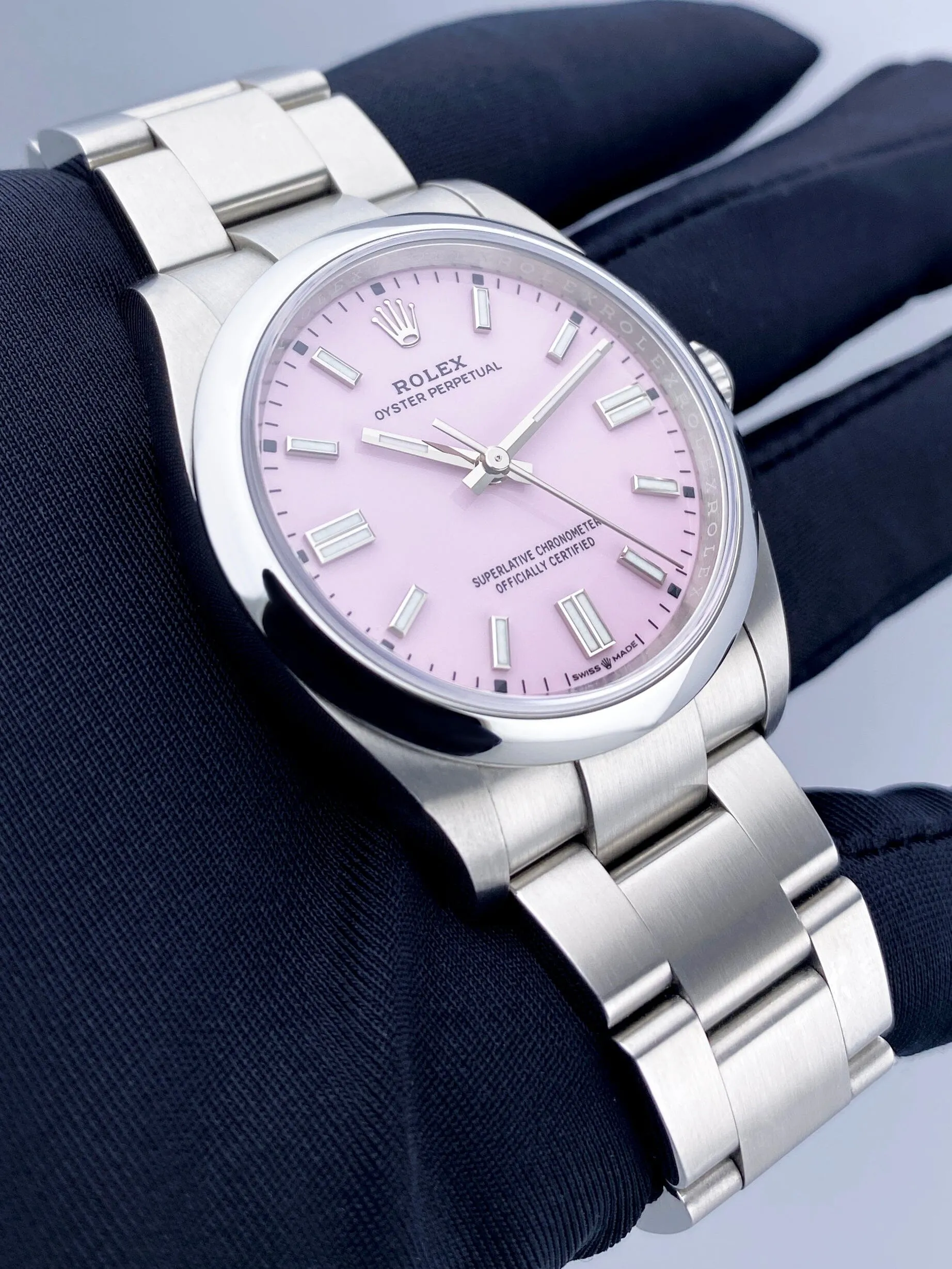 Rolex Oyster Perpetual 126000 Pink Dial Ladies Watch Box Papers