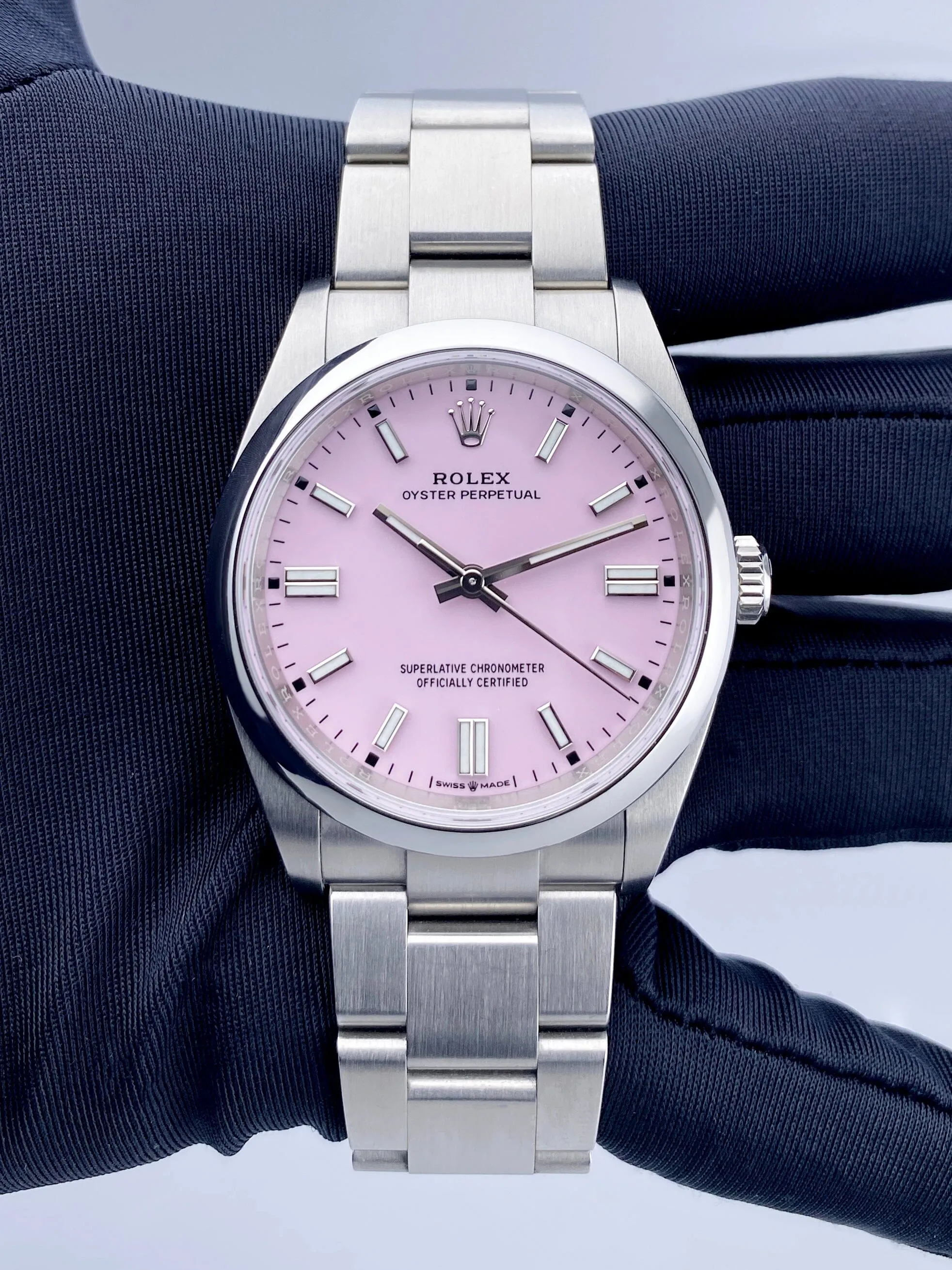 Rolex Oyster Perpetual 126000 Pink Dial Ladies Watch Box Papers
