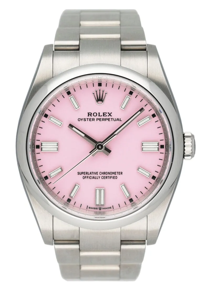 Rolex Oyster Perpetual 126000 Pink Dial Ladies Watch Box Papers