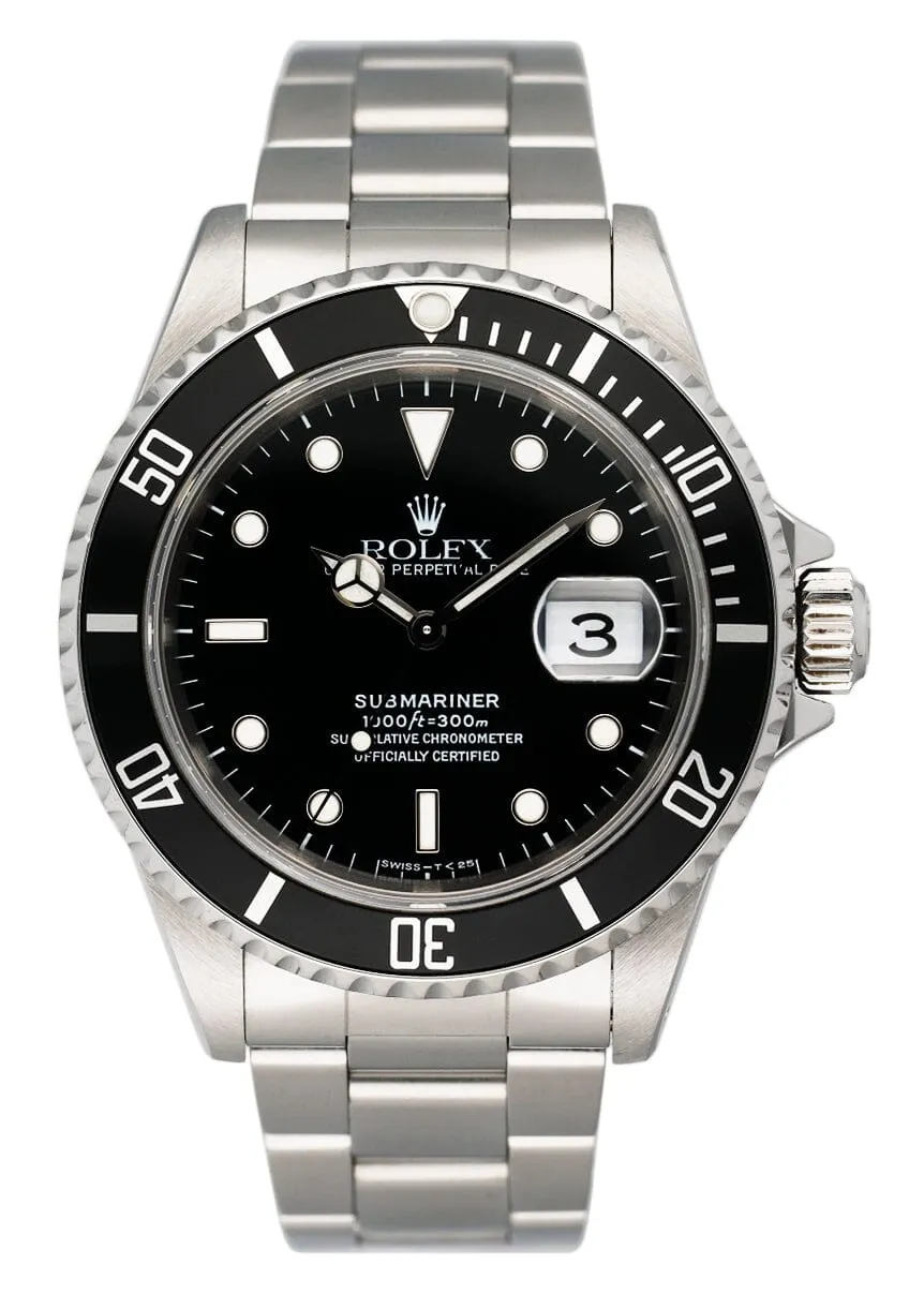 Rolex Submariner Date 16610 Mens Watch Box Papers