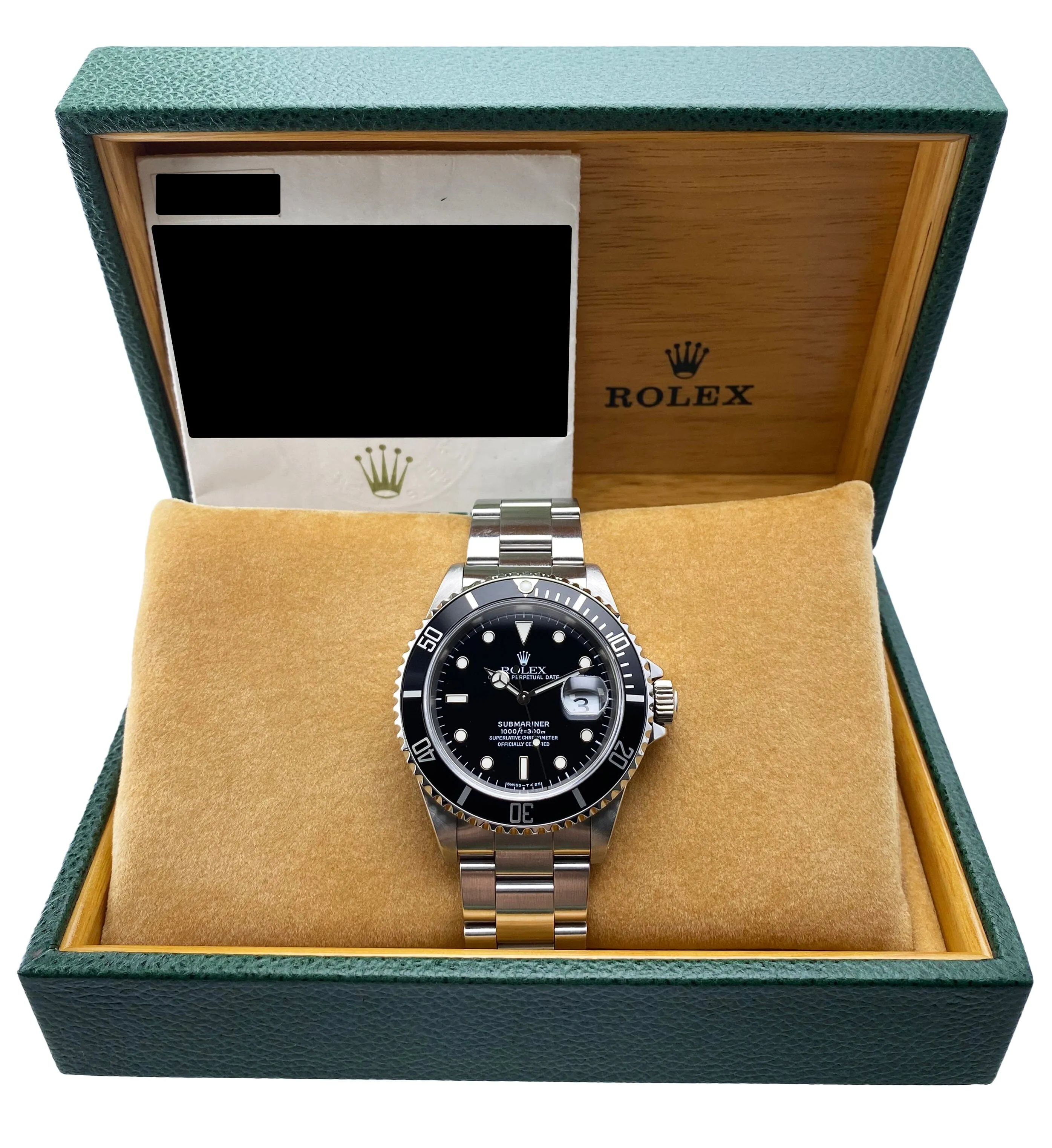 Rolex Submariner Date 16610 Mens Watch Box Papers