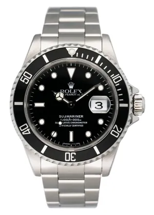 Rolex Submariner Date 16610 Mens Watch Box Papers