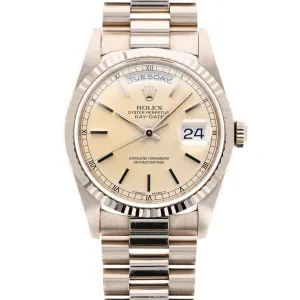 Rolex White Gold Day Date 18239 Lemon Dial with Original Paper