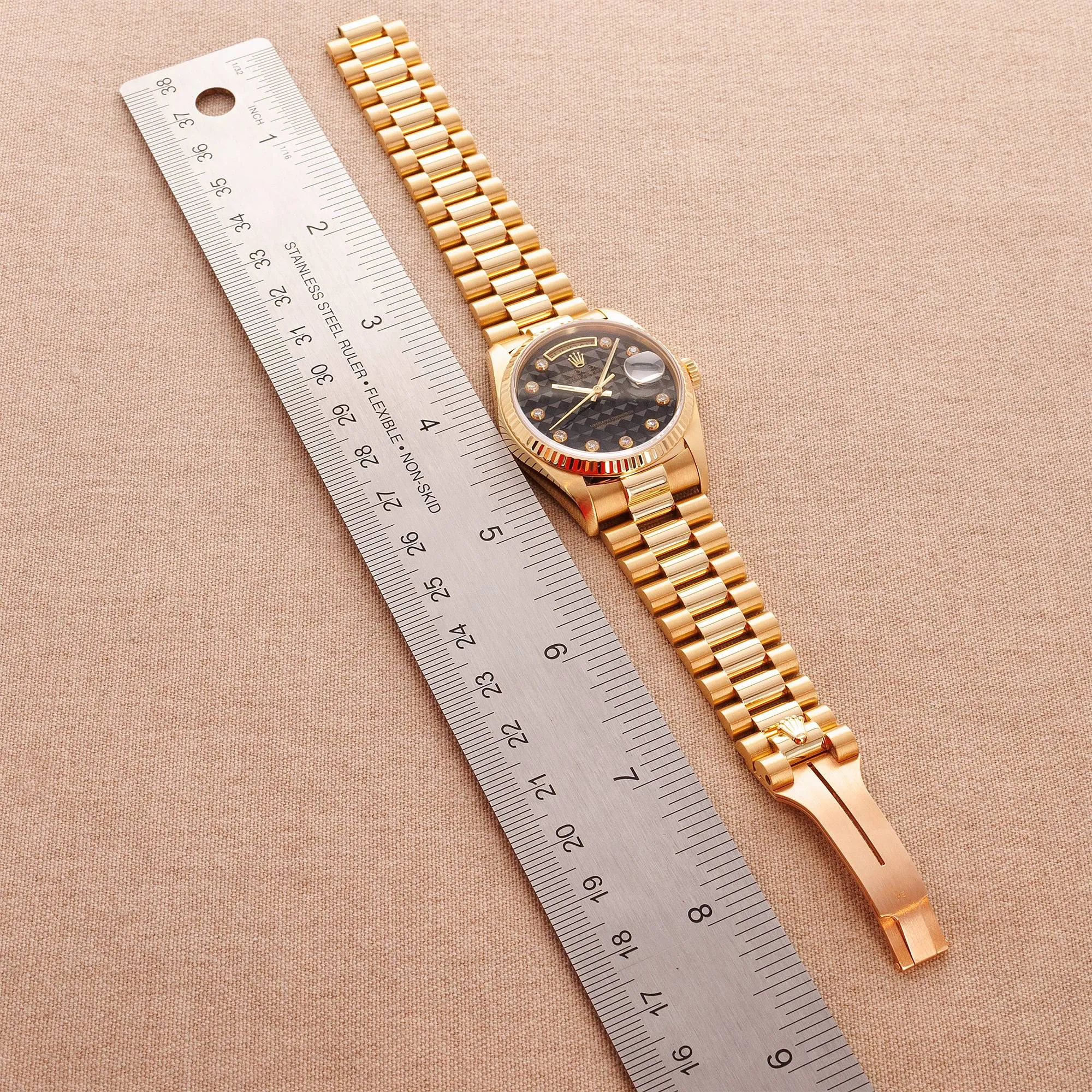 Rolex Yellow Gold Day-Date Watch Ref. 18038 with Pyramid Onyx Dial