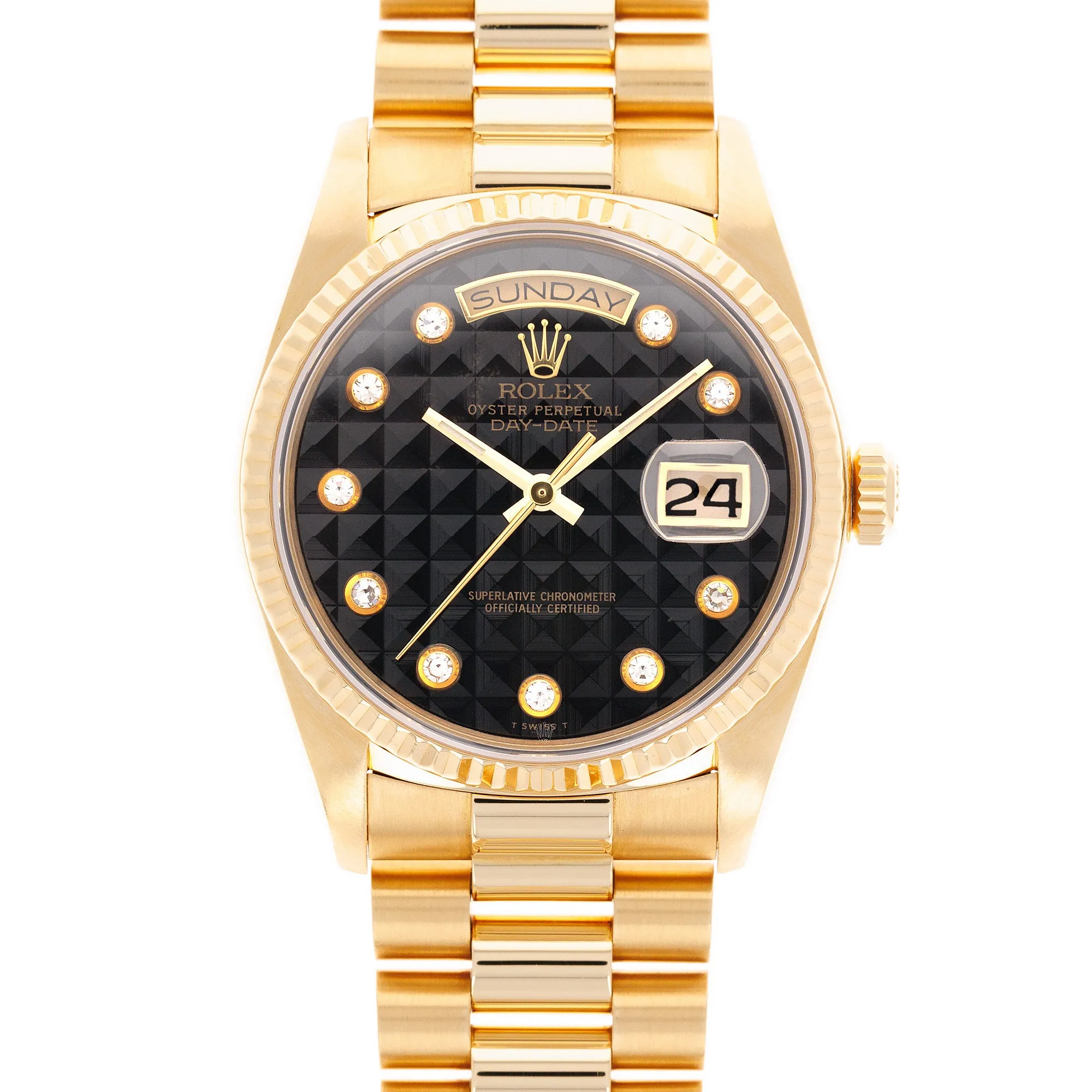 Rolex Yellow Gold Day-Date Watch Ref. 18038 with Pyramid Onyx Dial