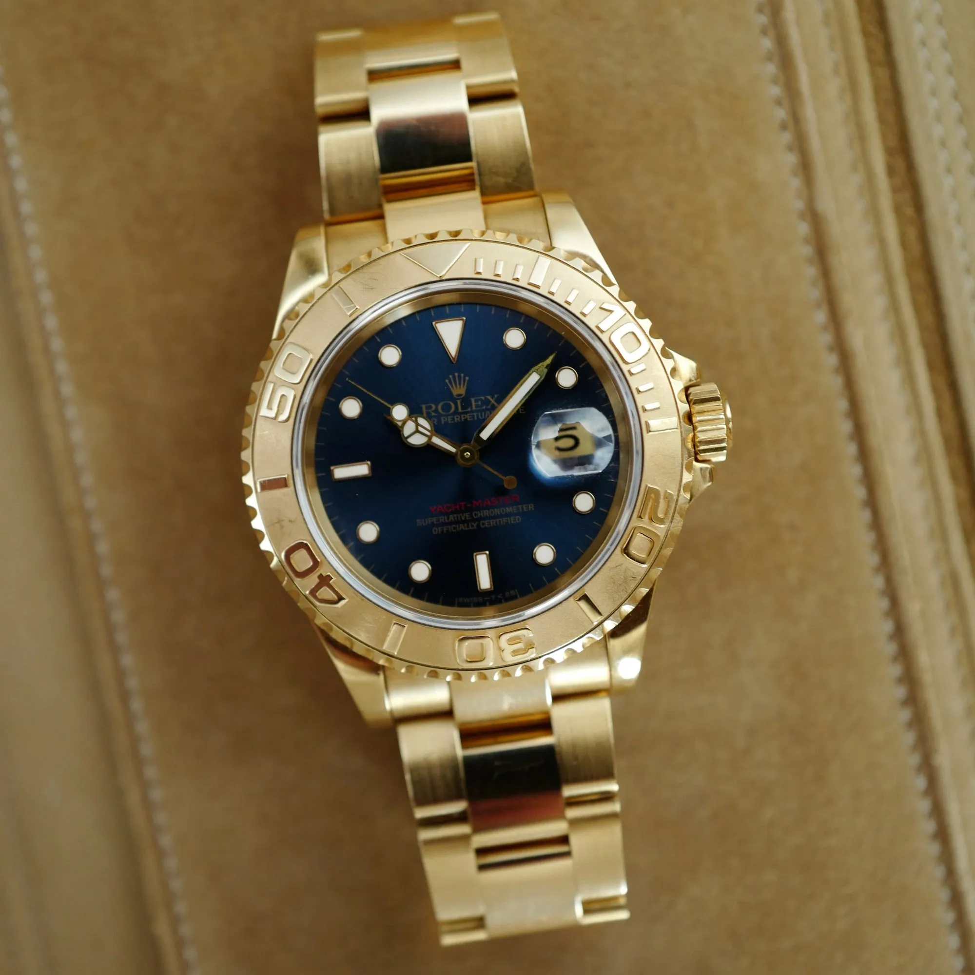 Rolex Yellow Gold Yachtmaster Ref. 16628 with Blue Dial